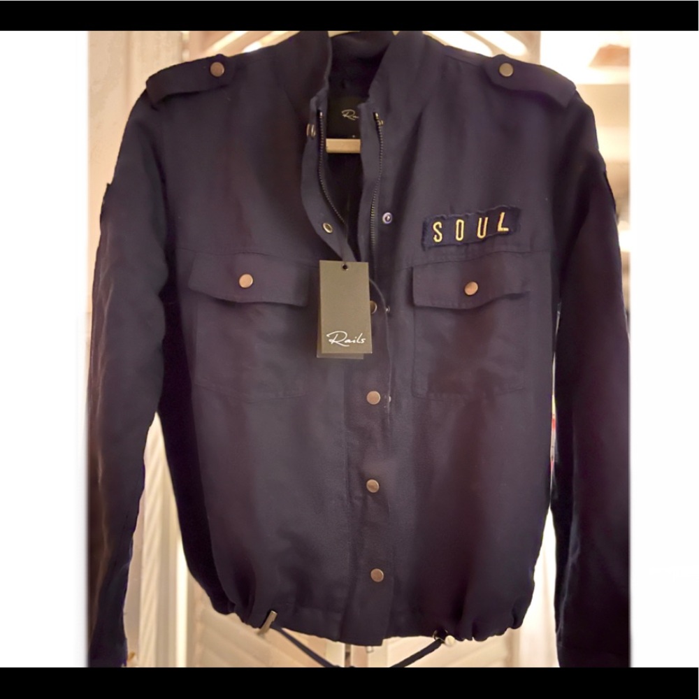 🙌RAILS🙌 COLLINS NAVY MILITARY JACKET SMALL NWT - Picture 2 of 13